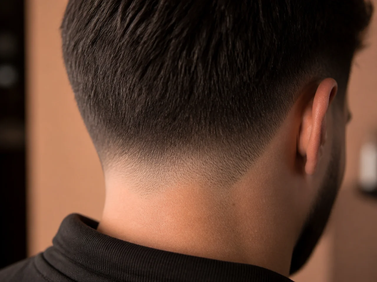 A rounded neckline on a short haircut