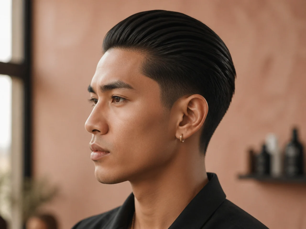Fine-tooth comb pulling hair straight back from the forehead in a single clean pass