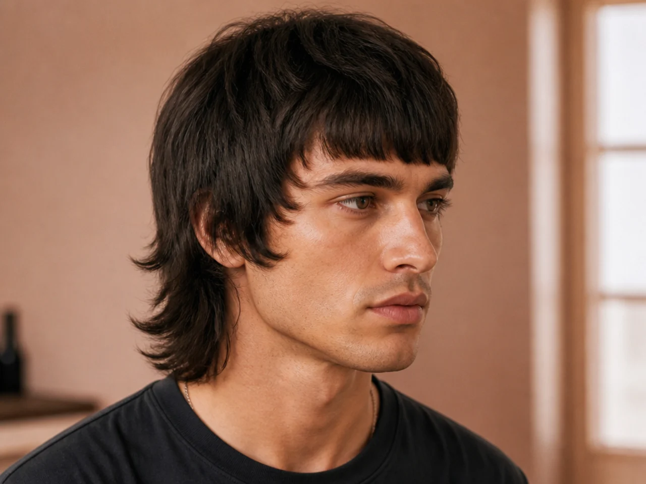 Close-up of point-cut wolf cut layers compared to a heavy blunt-cut perimeter