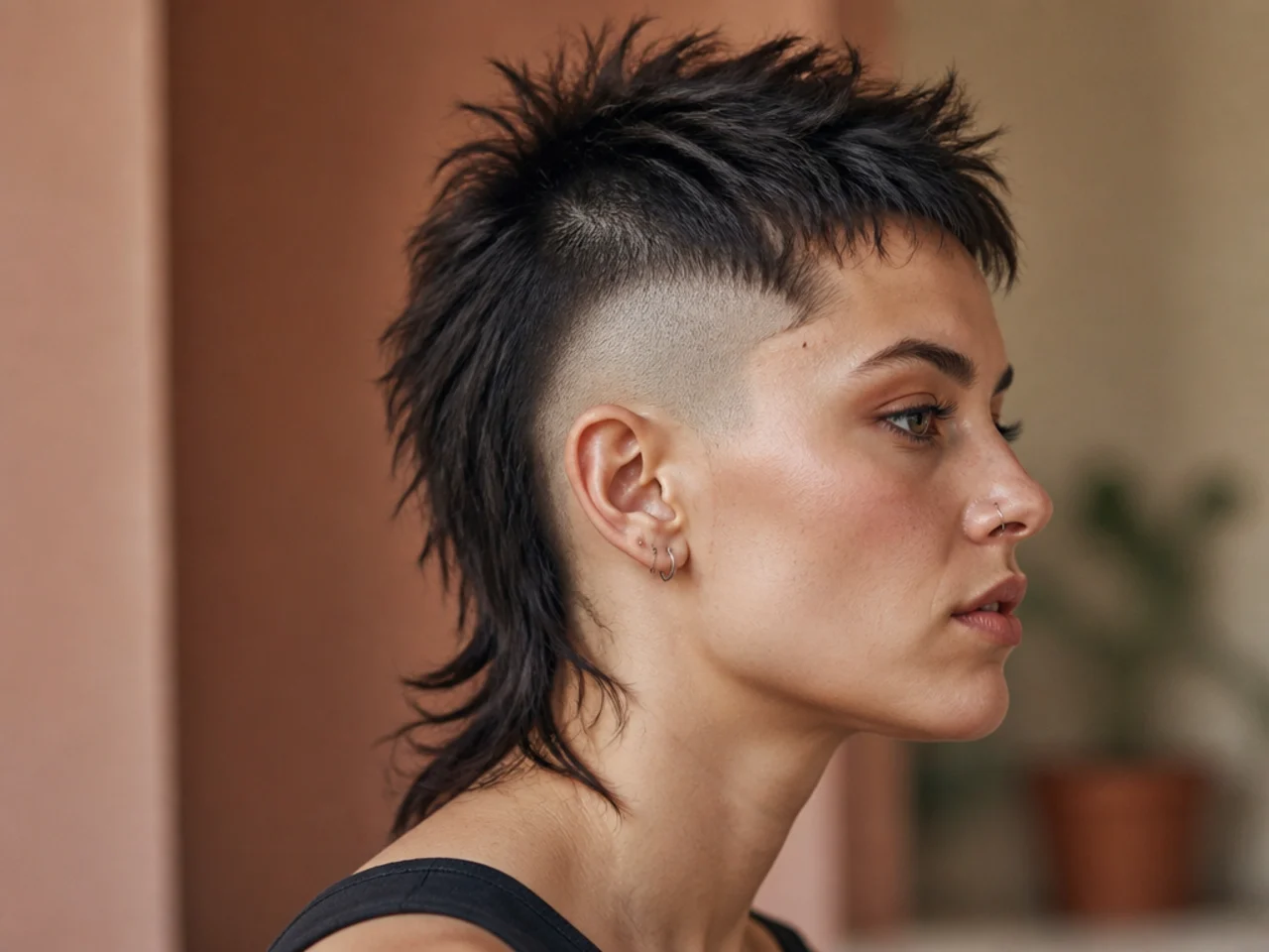 A spiked mullet with the sides taken down to bare skin