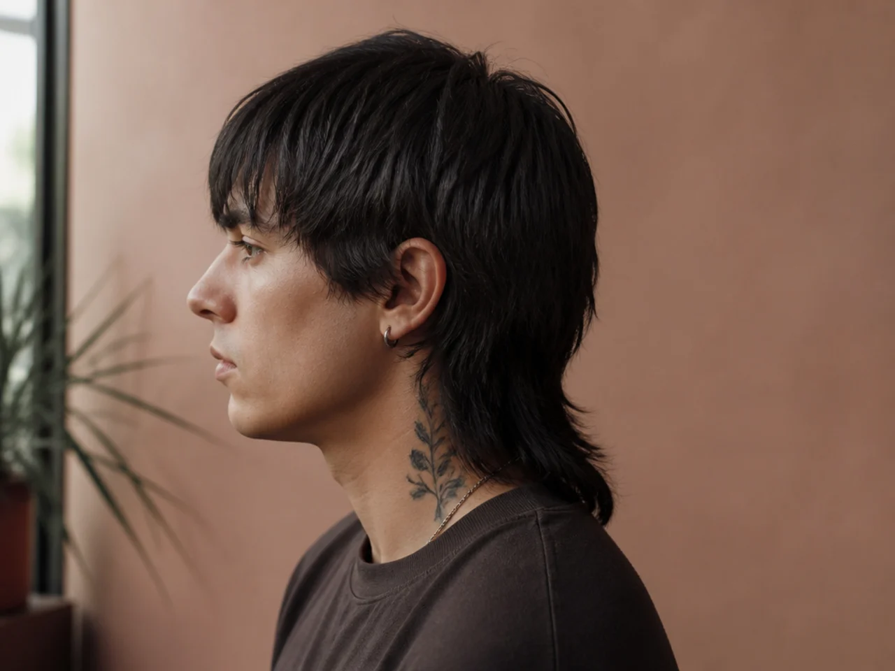Flat collapsed hair on top of a mullet with no separation left