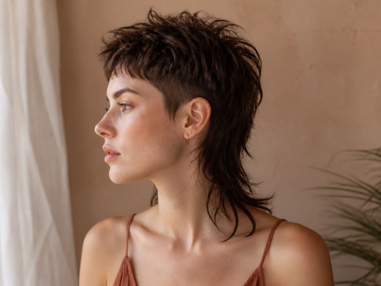 A tapered side on a growing out mullet with the back left long