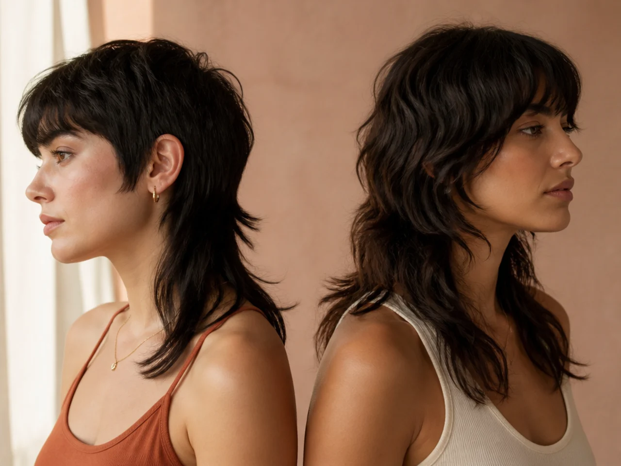 Two mullet shapes side by side, one disconnected with a hard step and one blended