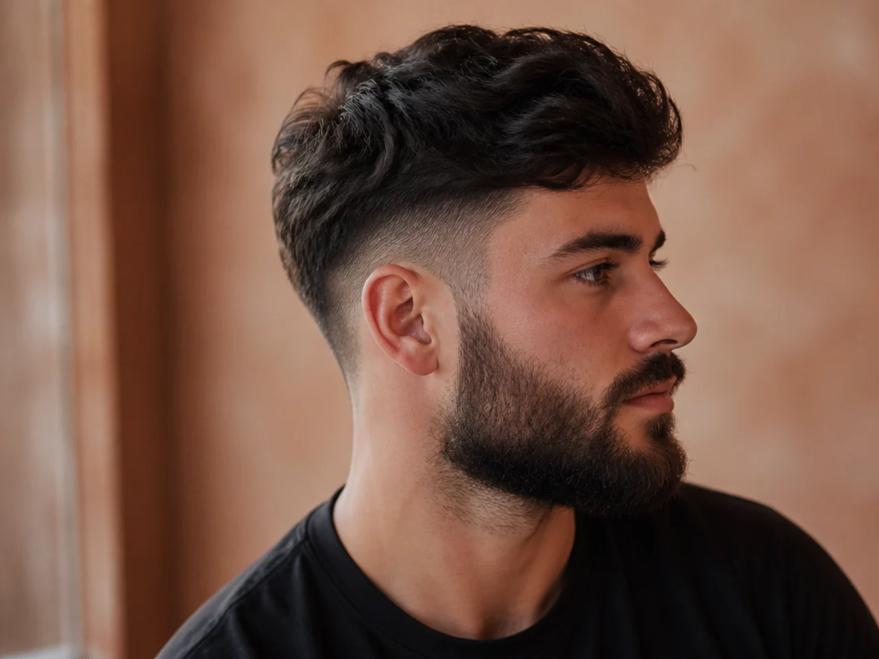 A faded side running down into a full beard with no visible break