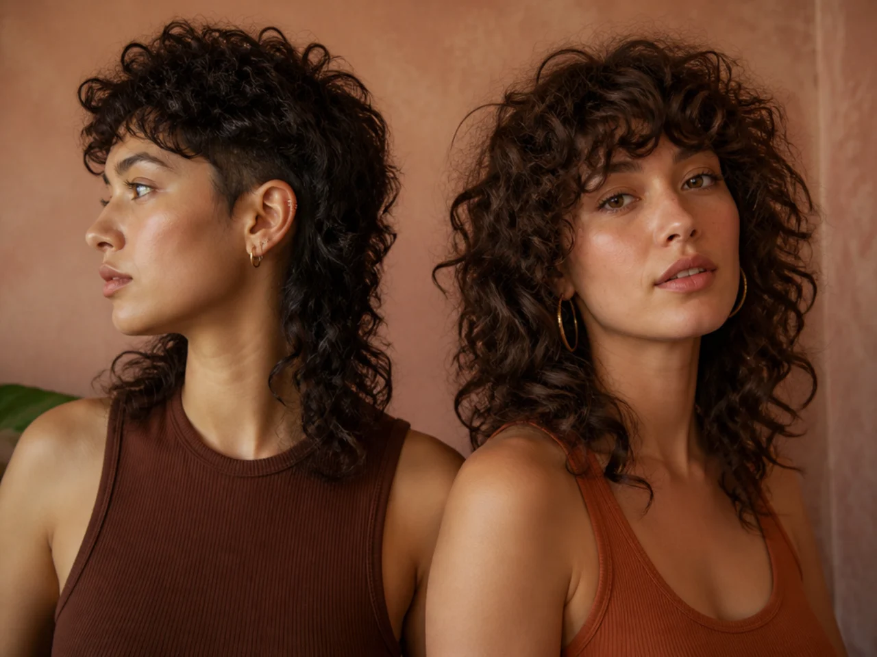 A curly mullet and a curly shag compared side by side