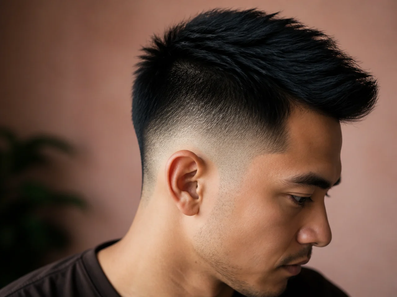 A skin fade at week three with visible regrowth stubble