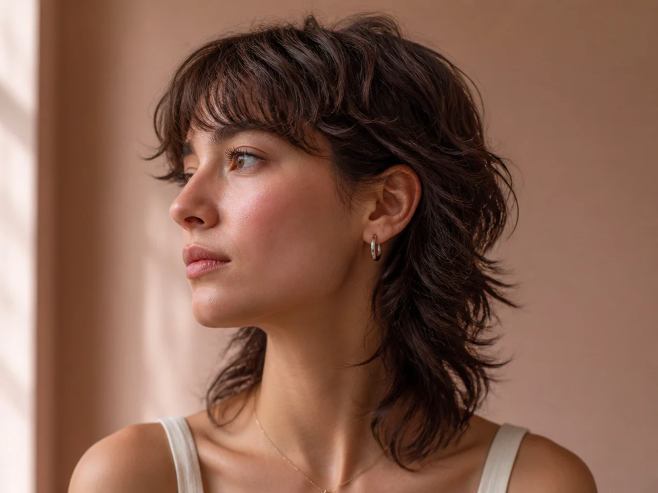A wavy mullet cut with a softened join