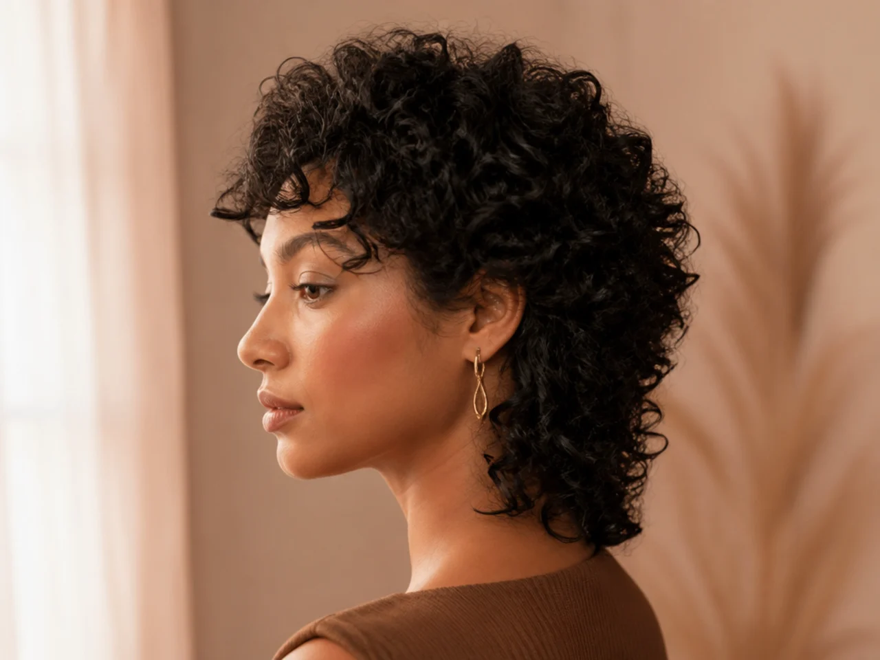 A coily mullet cut shaped as a silhouette