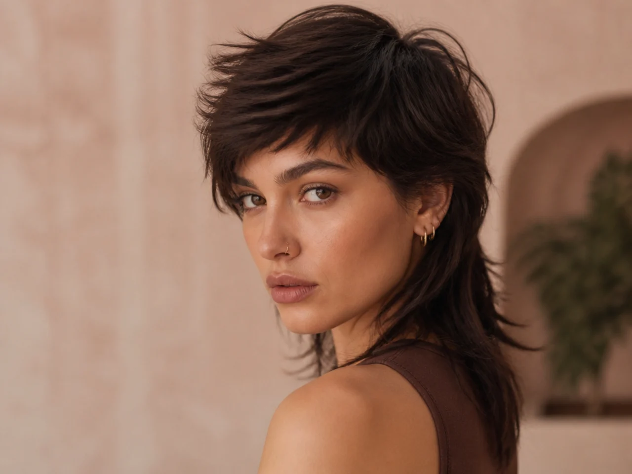 A mullet cut with a deep side part