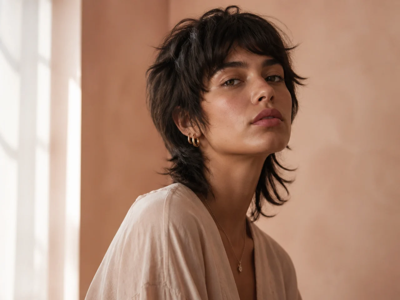 A mullet cut with width at the cheekbones