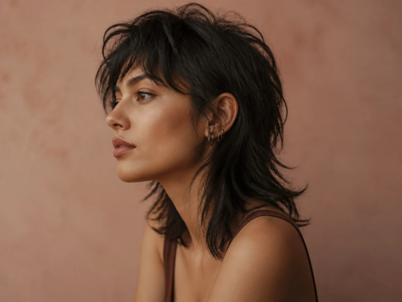 A mullet cut with layers hidden inside the shape