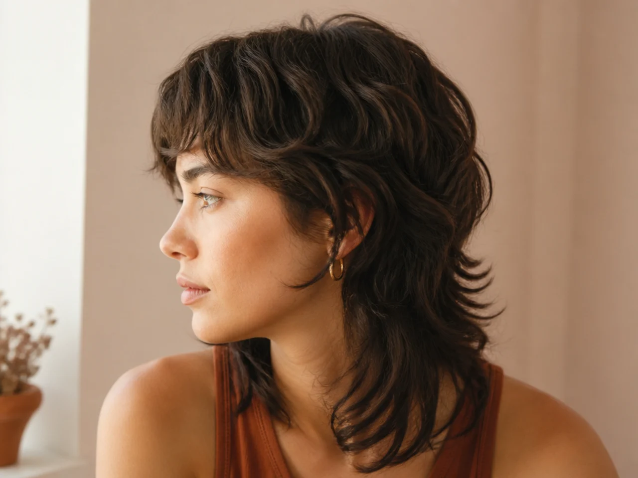 A wavy haired mullet sketch with S curves visible along the outline