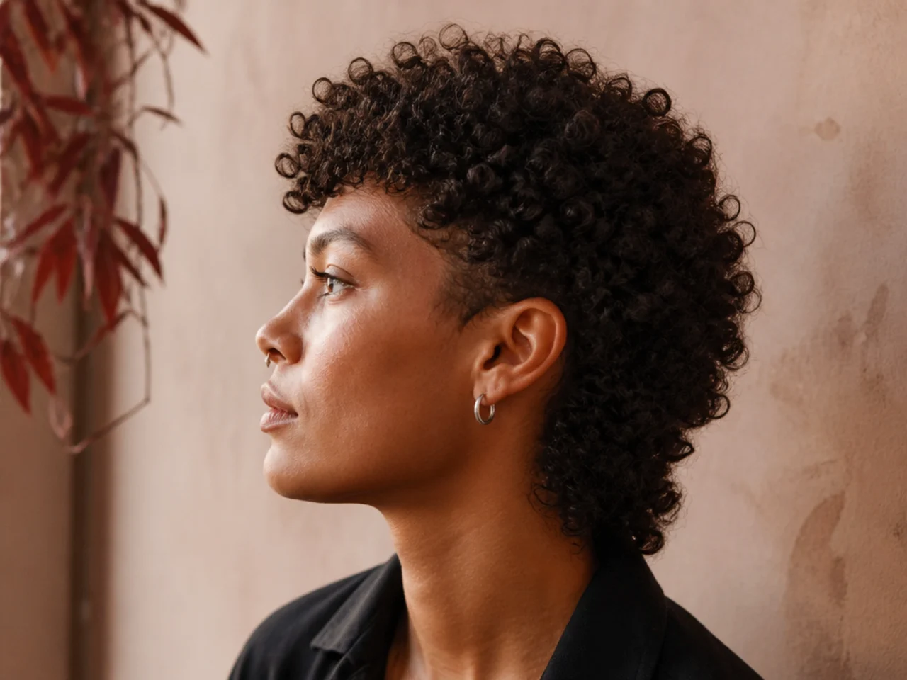 A coily mullet rendered as tonal density with a crisp outline