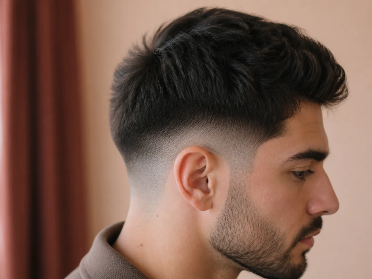 A graphite fade gradient on the side of a head lifted with an eraser