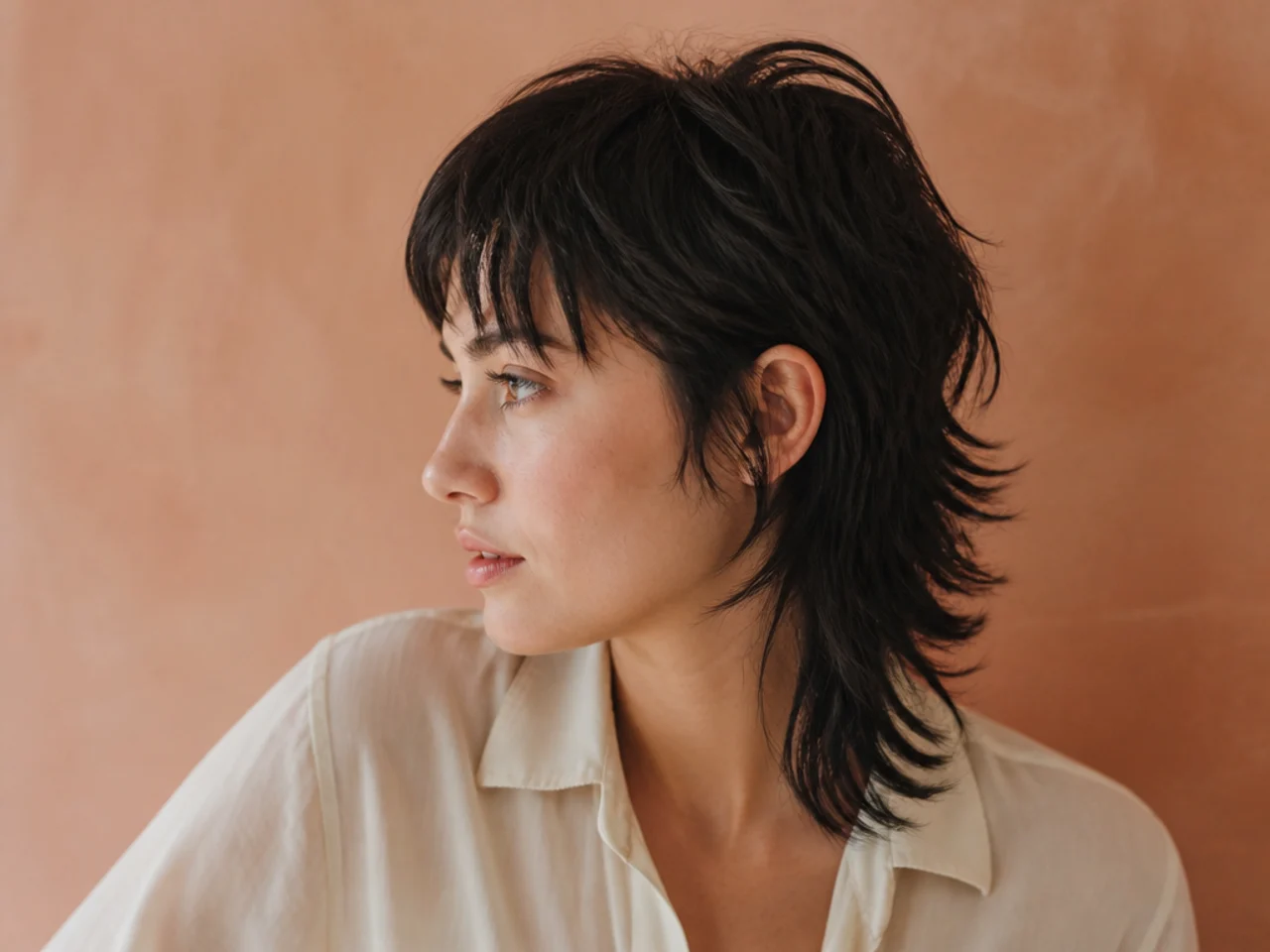 An ink mullet drawing with heavier lines under the tail and fringe