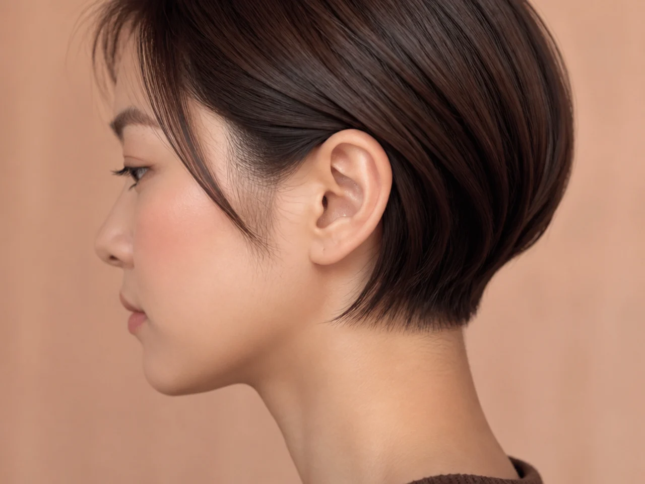 A sketch emphasising the empty space between short hair and the ear