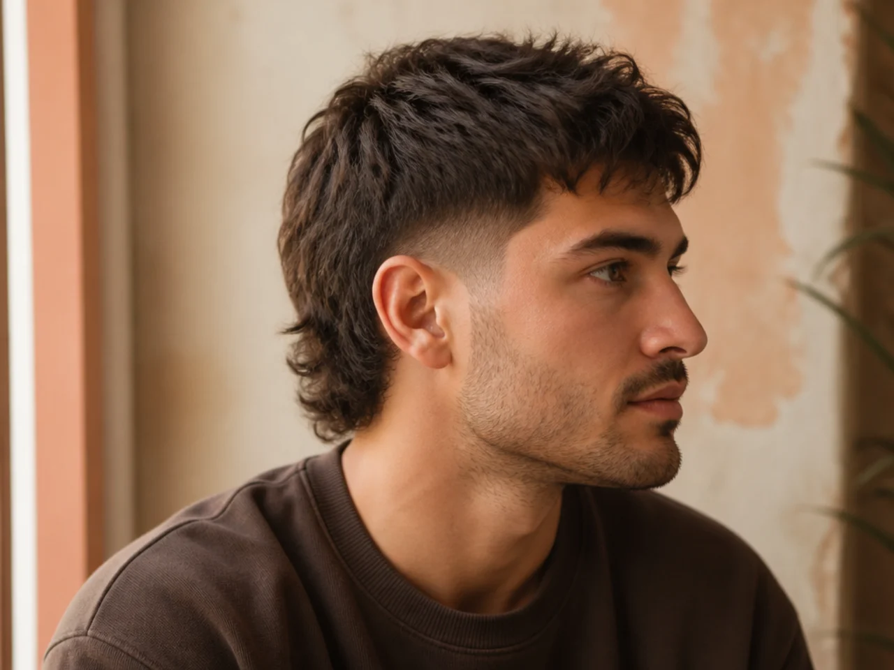 A short mullet with the tail ending at the nape and faded sides