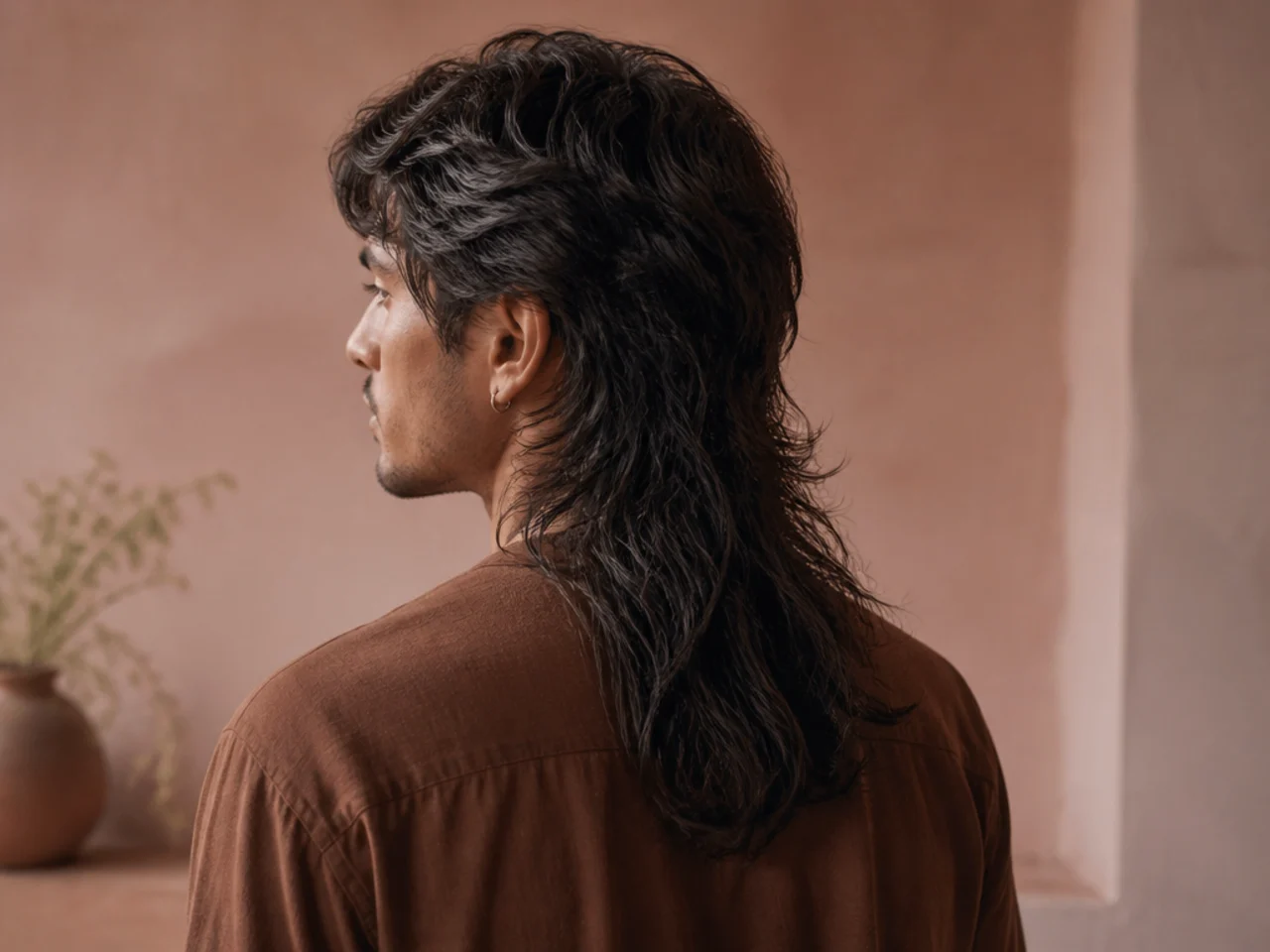 A long mullet with the tail falling toward the shoulder blades