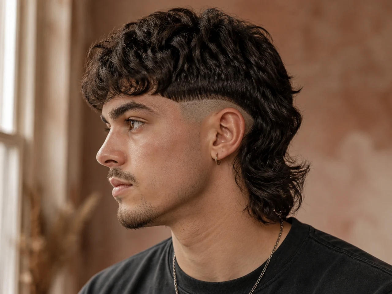 A retro mullet with an unblended hard step above a faded side