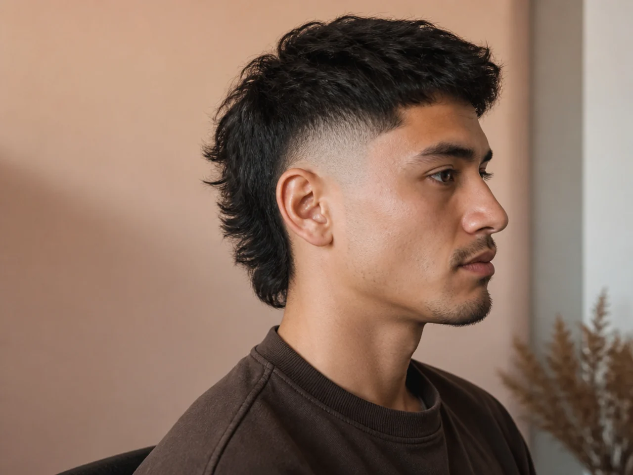 A mullet with a high fade climbing above the parietal ridge
