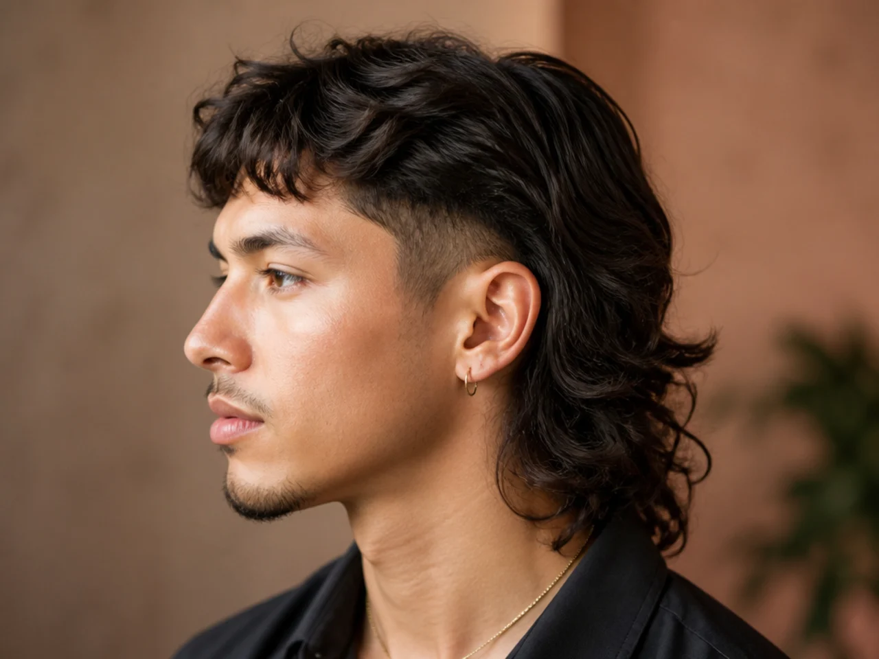 A mullet with only the temple corners faded and the sides left long