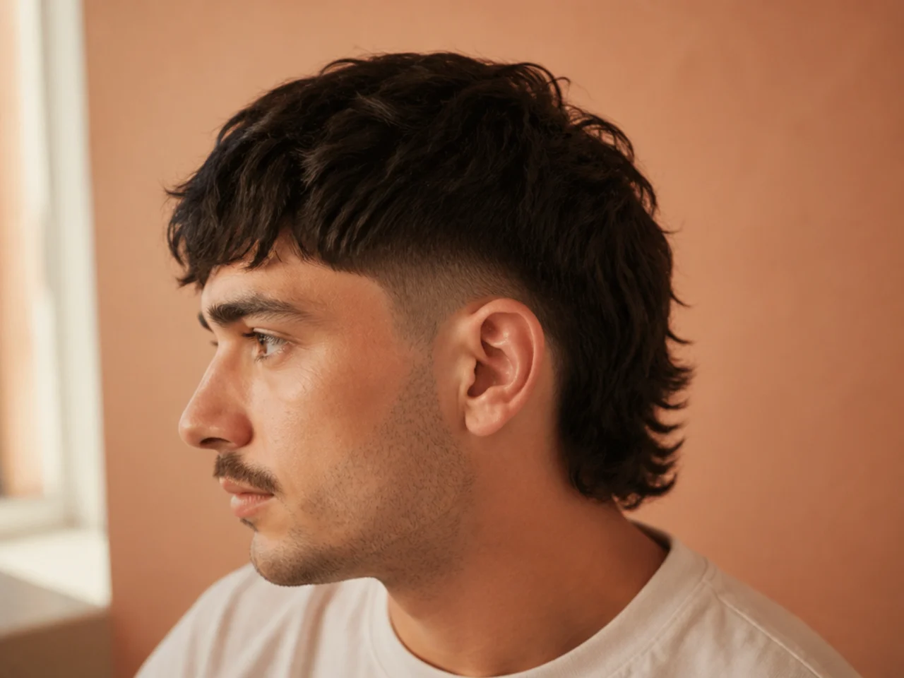 A short mullet with a low fade