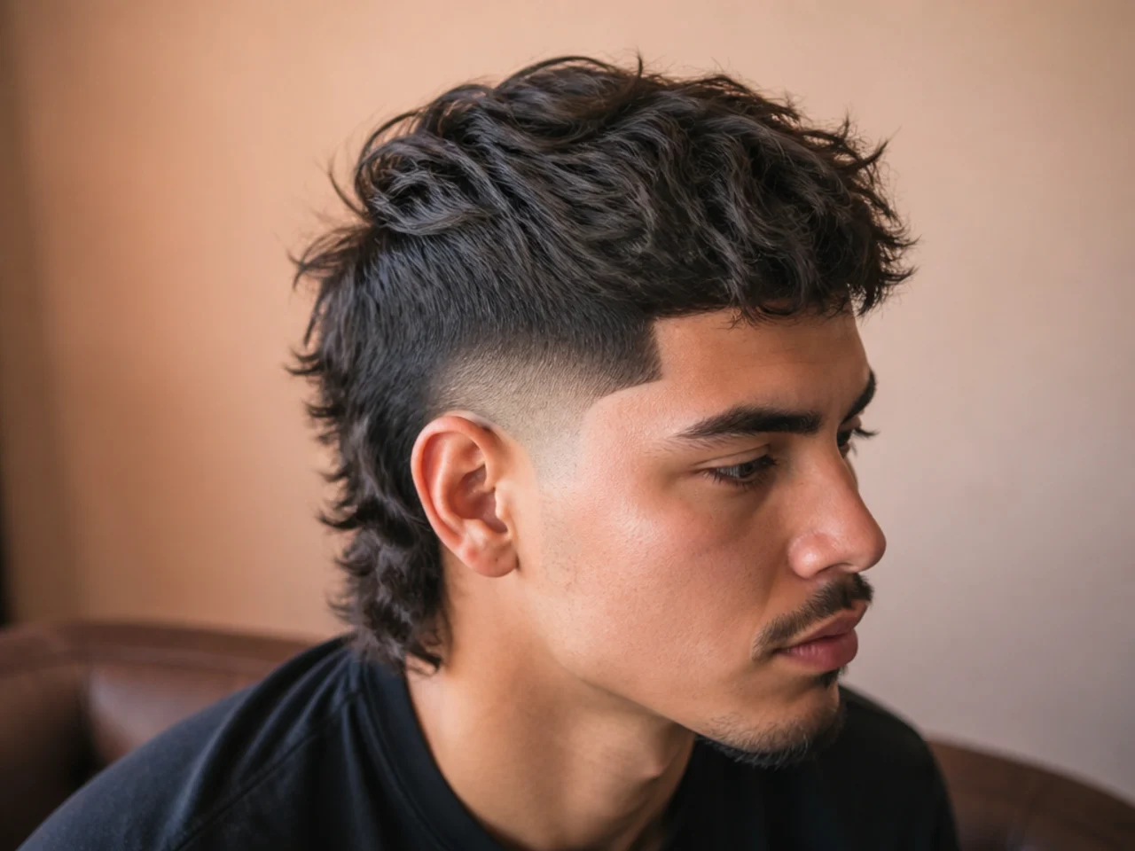 A mullet fade finished with a sharp line up