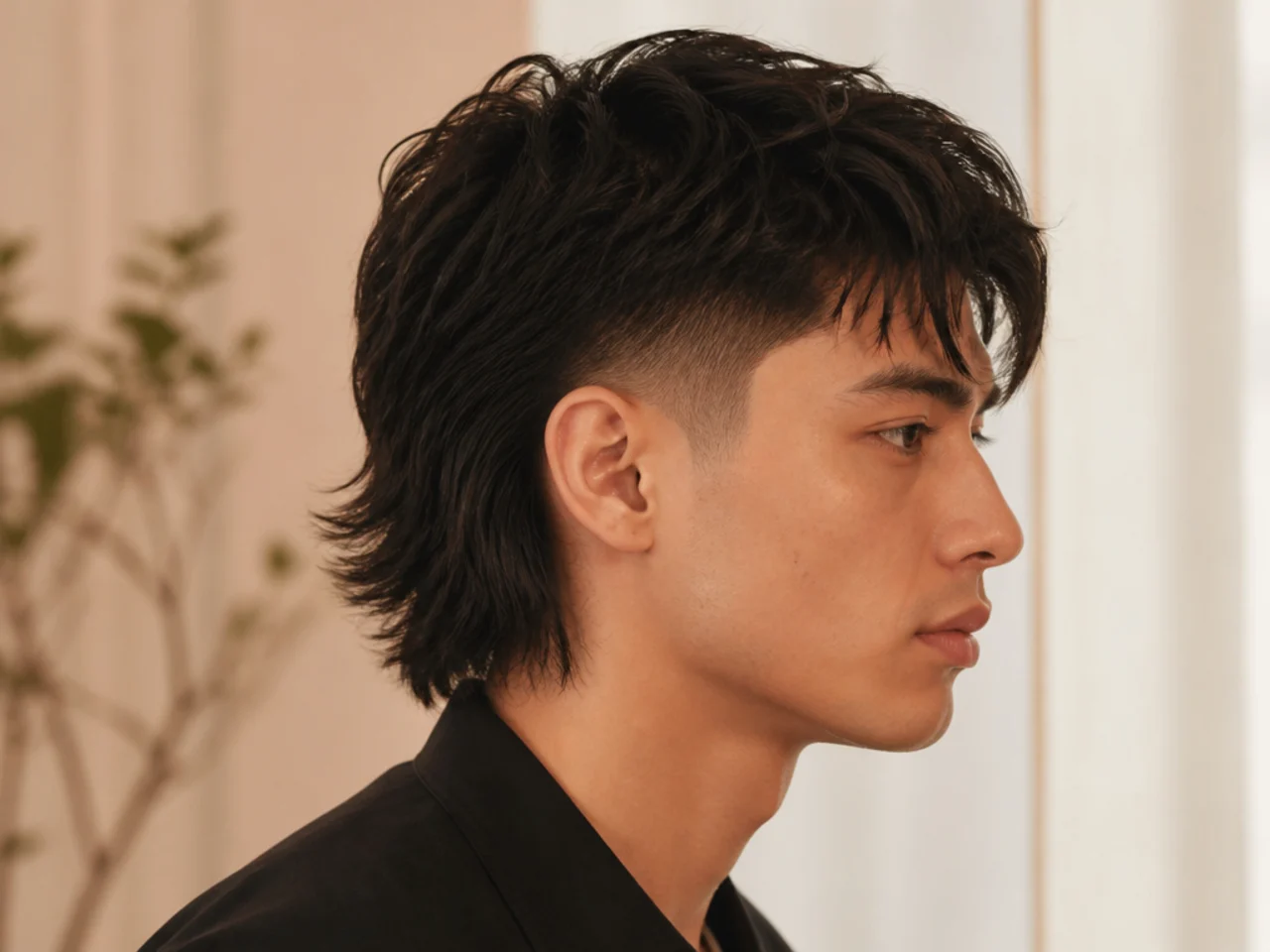 A mullet with a shadow fade at the lowest point