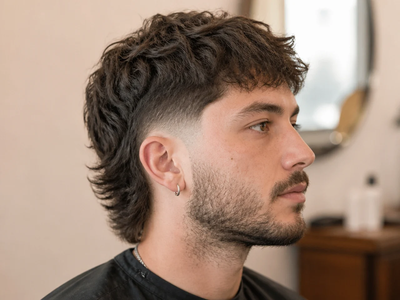 A mullet fade three weeks after cutting