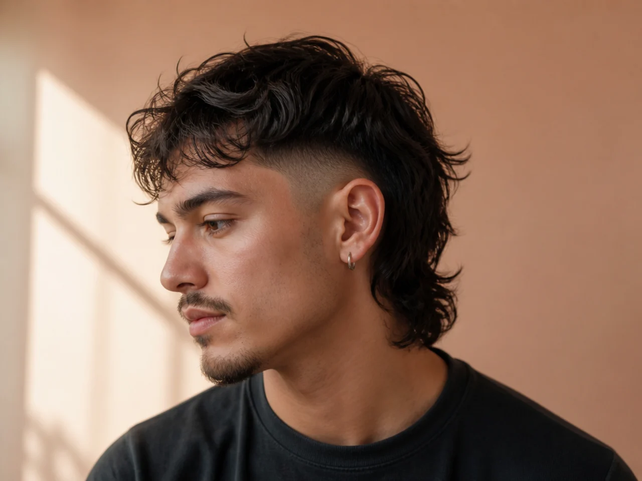 A mullet with a skin fade at the sides