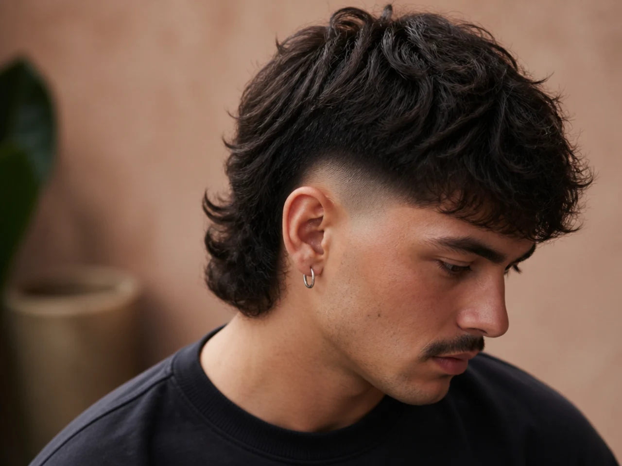 A mullet fade with a visible step in the gradient