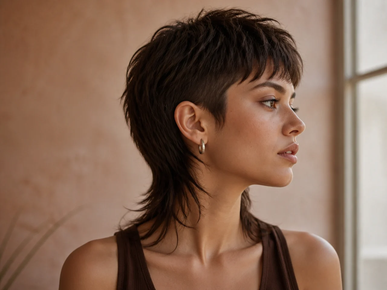 A mullet with scissor tapered sides