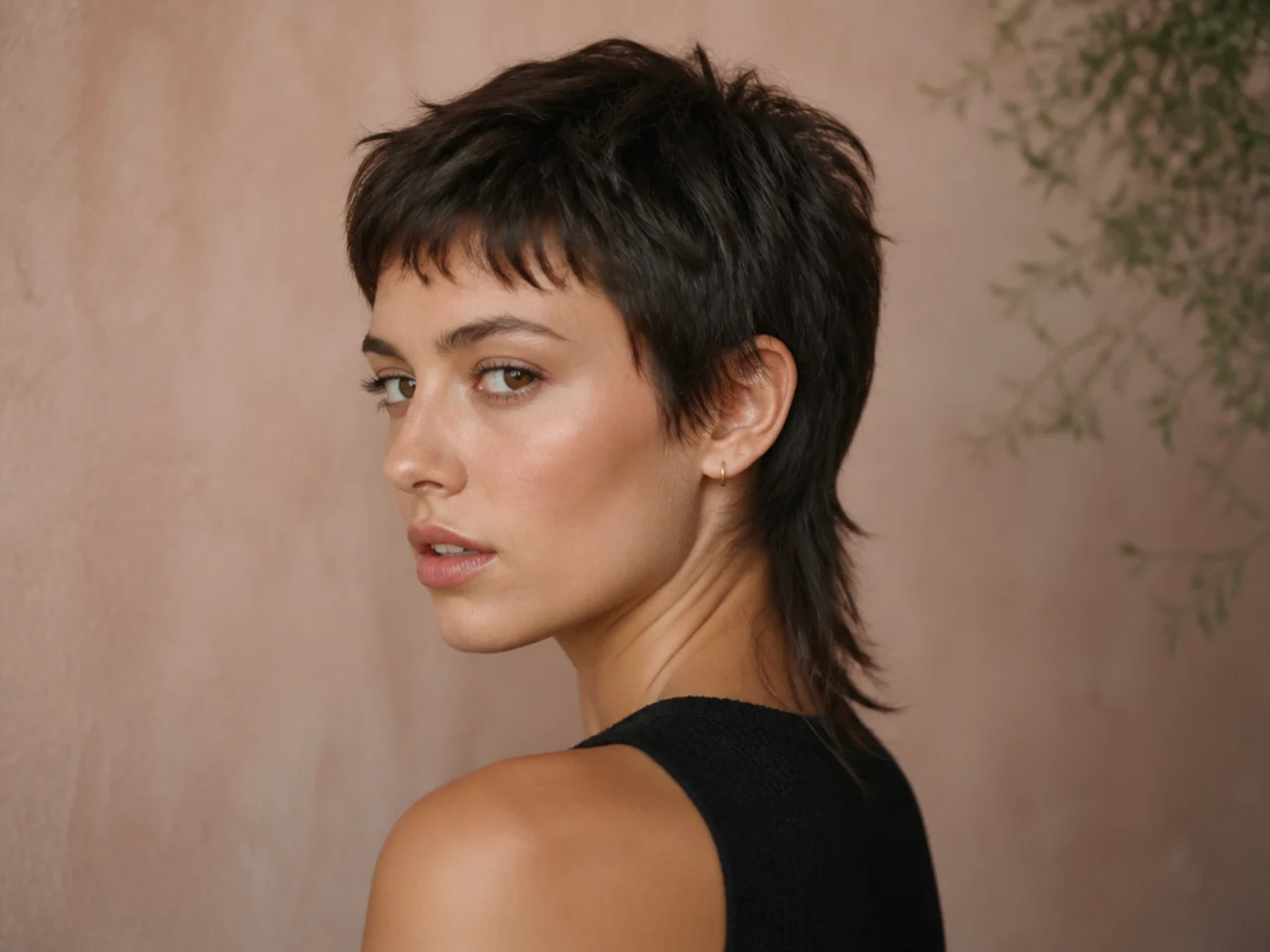 A pixie mullet with short crown and a long nape
