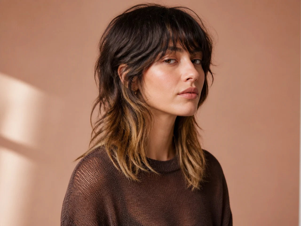 A mullet with lightened ends tracing the outline