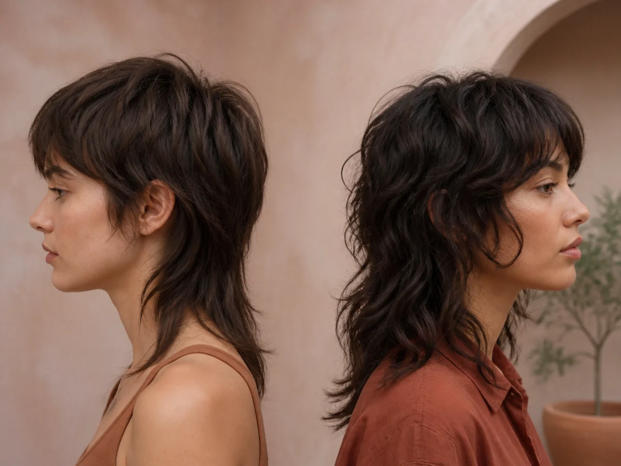 A mullet and a shag compared from the side