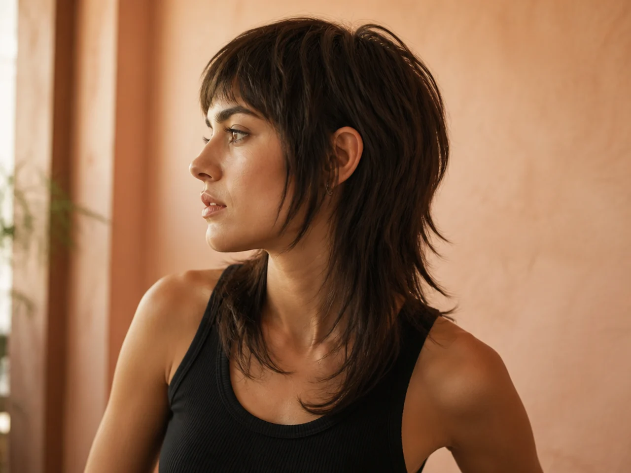 A straight mullet with point cut ends