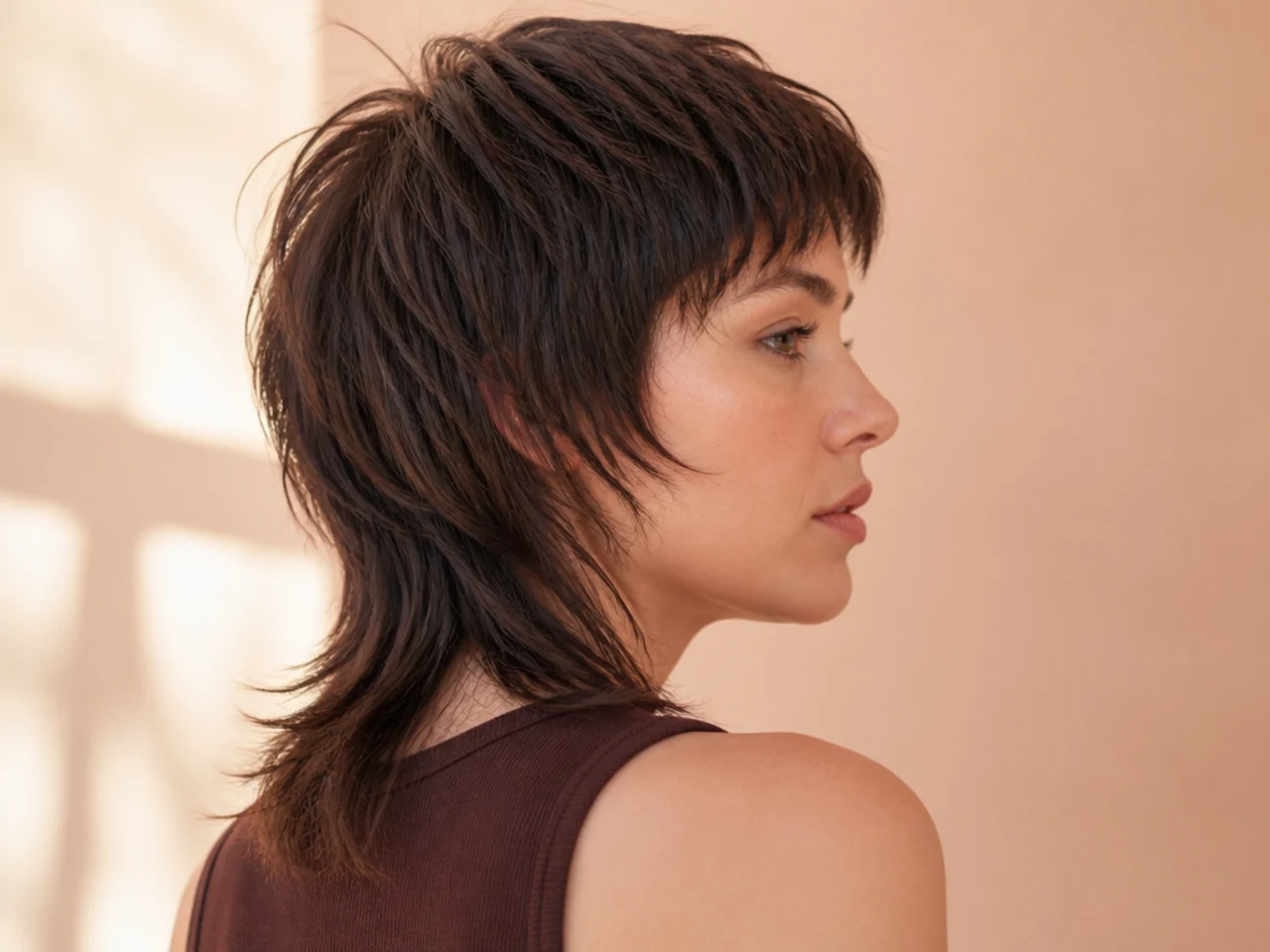 A fine hair mullet with a graduated transition