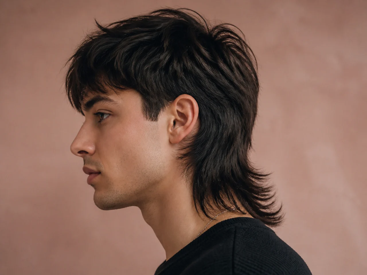 A thick hair mullet with internal weight removed