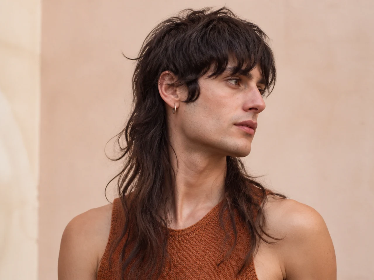 A long mullet with length past the shoulders