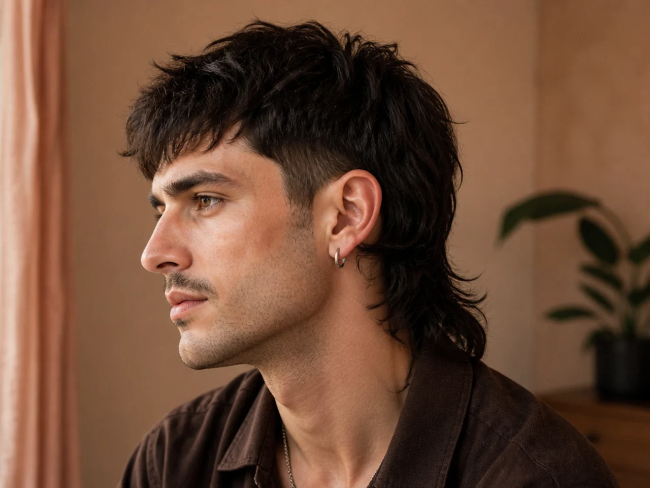 A modern mullet with a soft transition