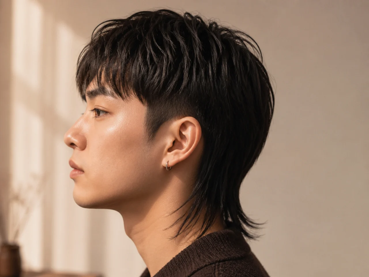 A straight mullet with a low taper at the side
