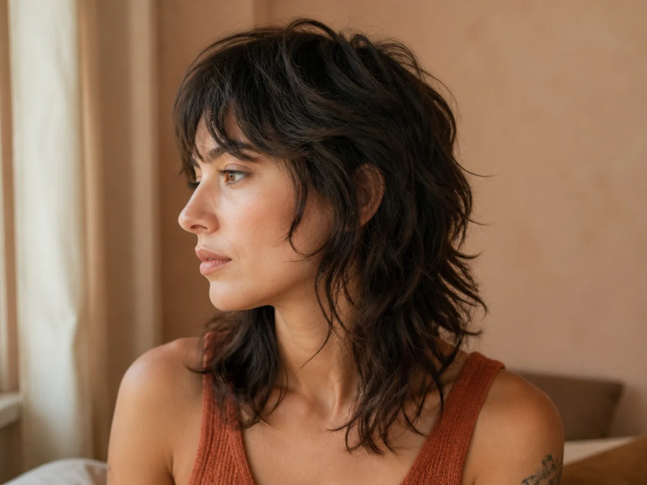 An air dried wavy mullet