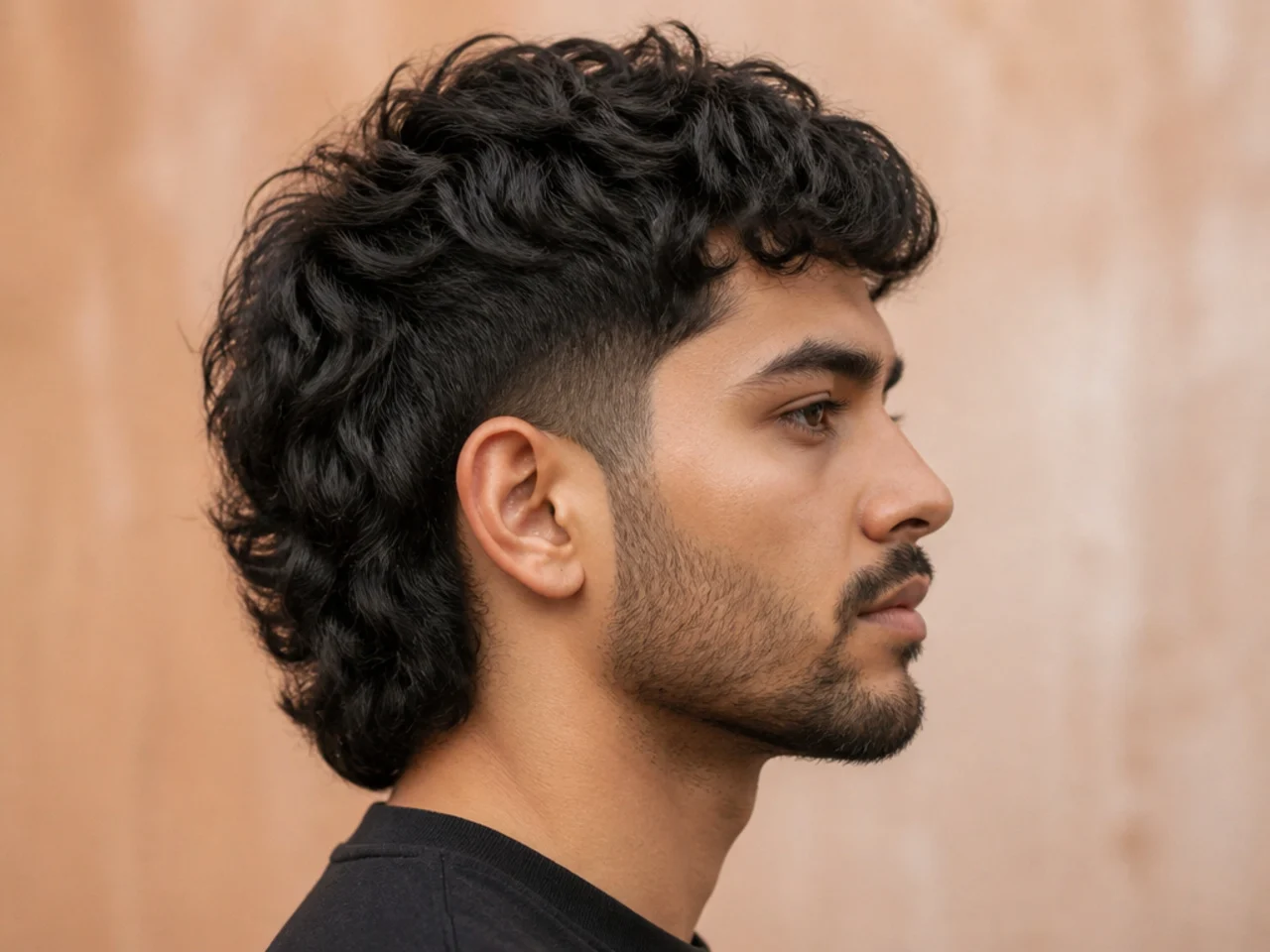 Reverse mullet with long layered top swept forward and cropped back section