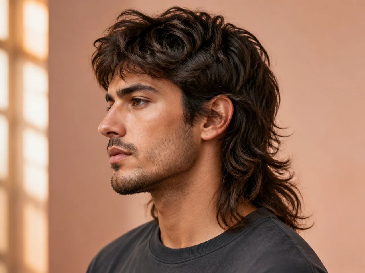 Long mullet with four-inch top layers and shoulder-length back section