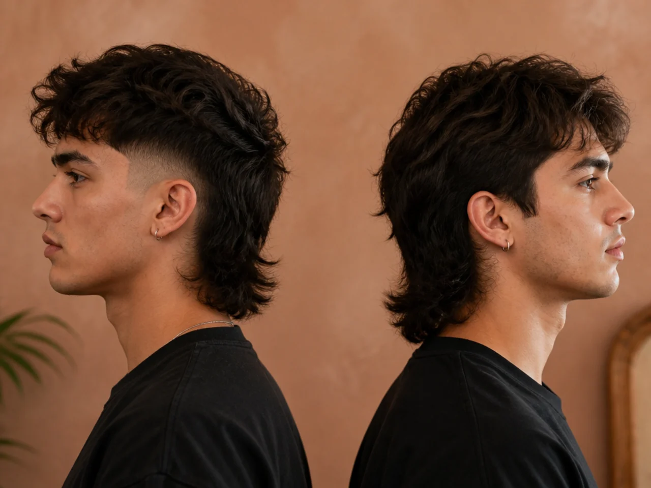 Side by side comparison of a faded mullet and a mullet with untouched sides