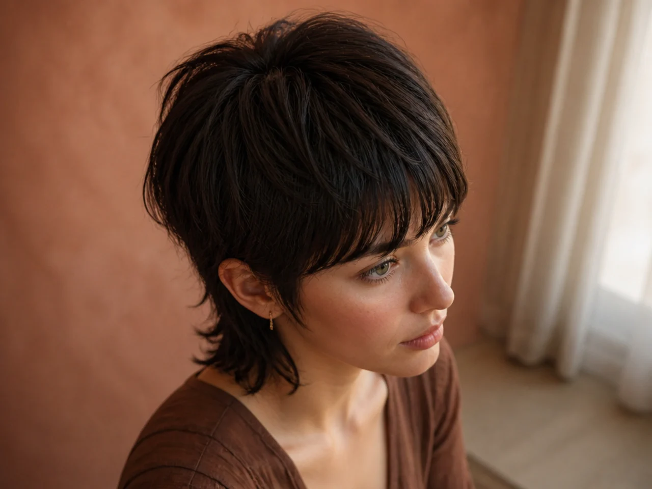 Rounded high crown on a fine haired mullet photographed from three quarters above