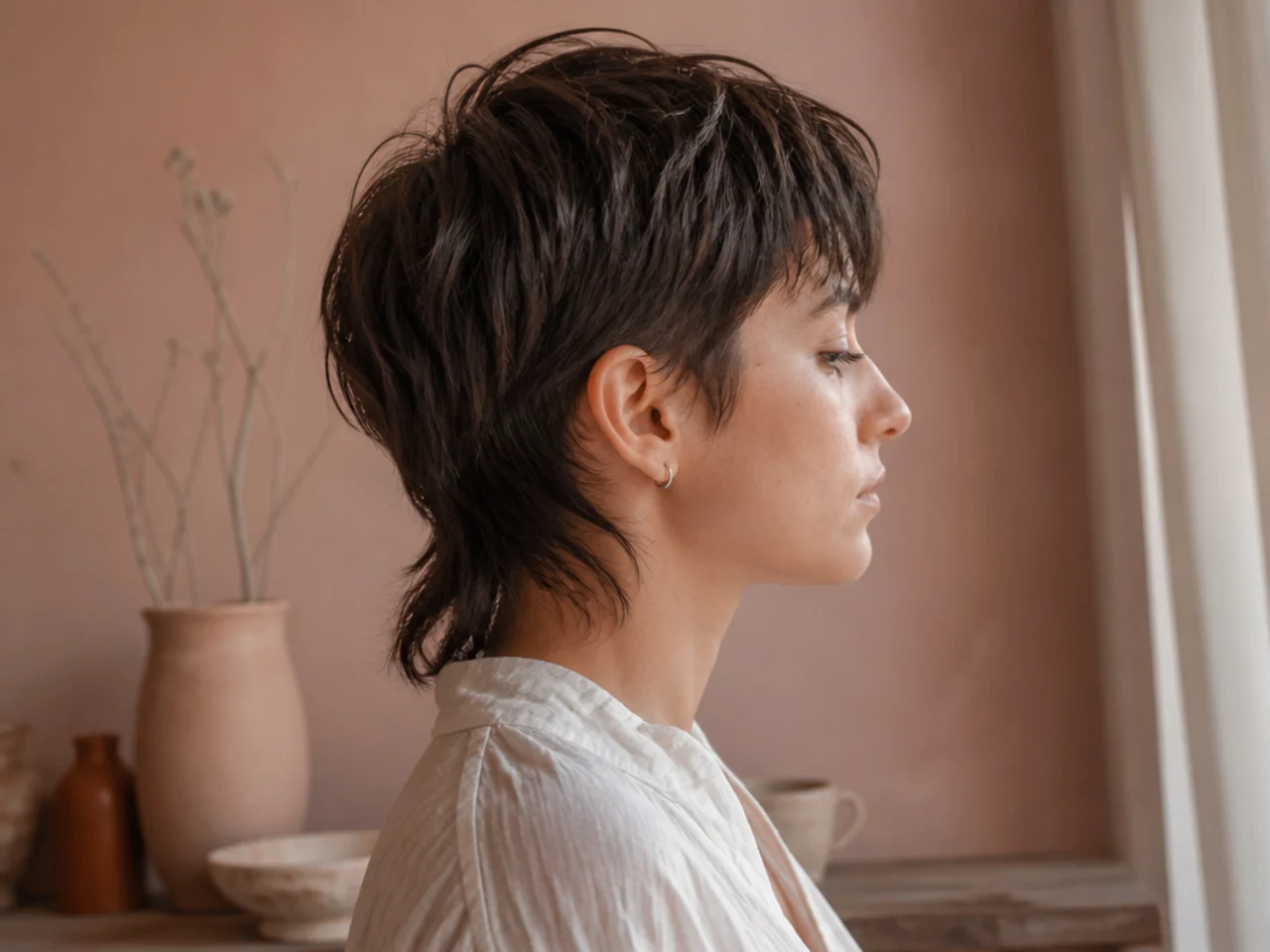 A mullet grown in from the neckline only