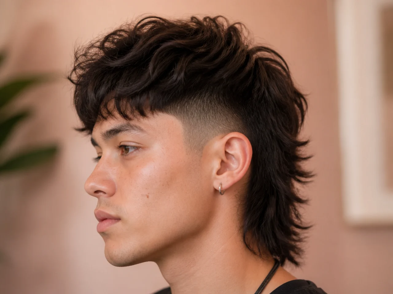 A mullet with a low fade at the side