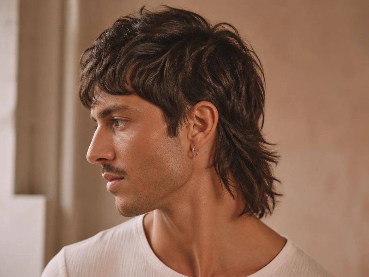 A mullet with a textured top