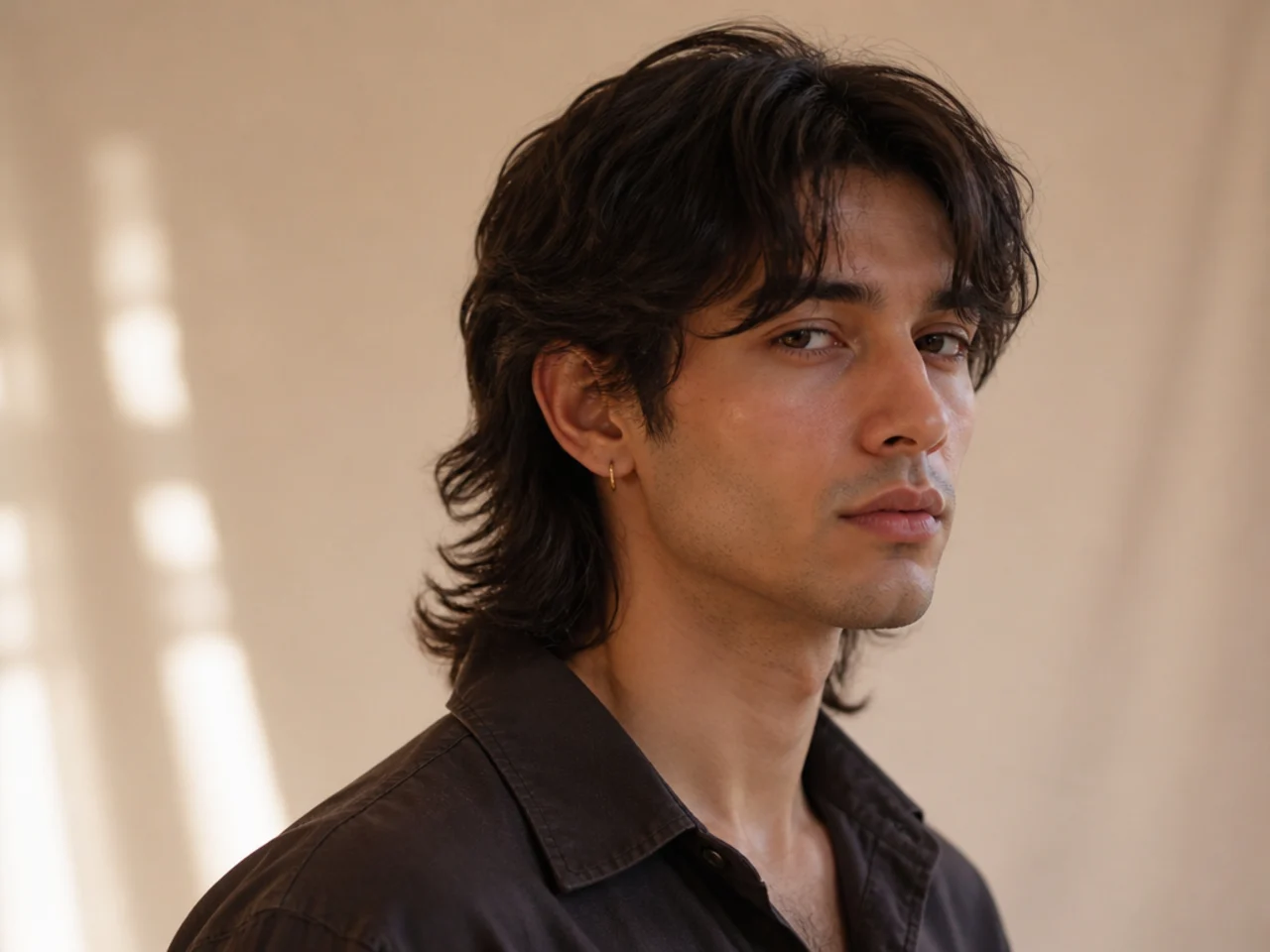 A mullet with a curtain fringe